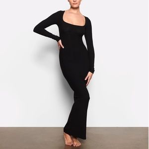 Skims Soft Lounge Long Sleeve Dress - Onyx XXS PETITE!